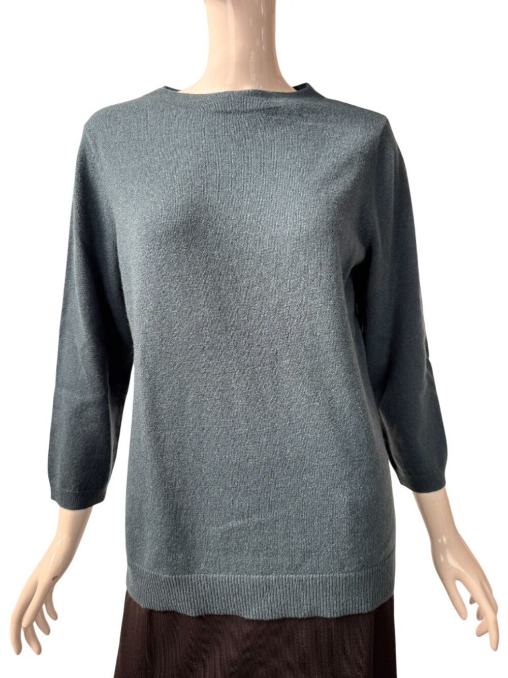 Talbots 100% Cashmere Teal 3/4 Sleeve Lightweight Sweater Womens Size L - Picture 10 of 16